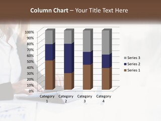 A Woman Sitting At A Table Using A Tablet Computer PowerPoint Template