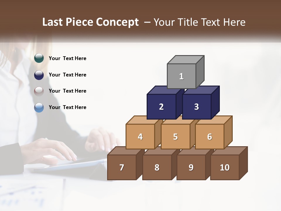 A Woman Sitting At A Table Using A Tablet Computer PowerPoint Template