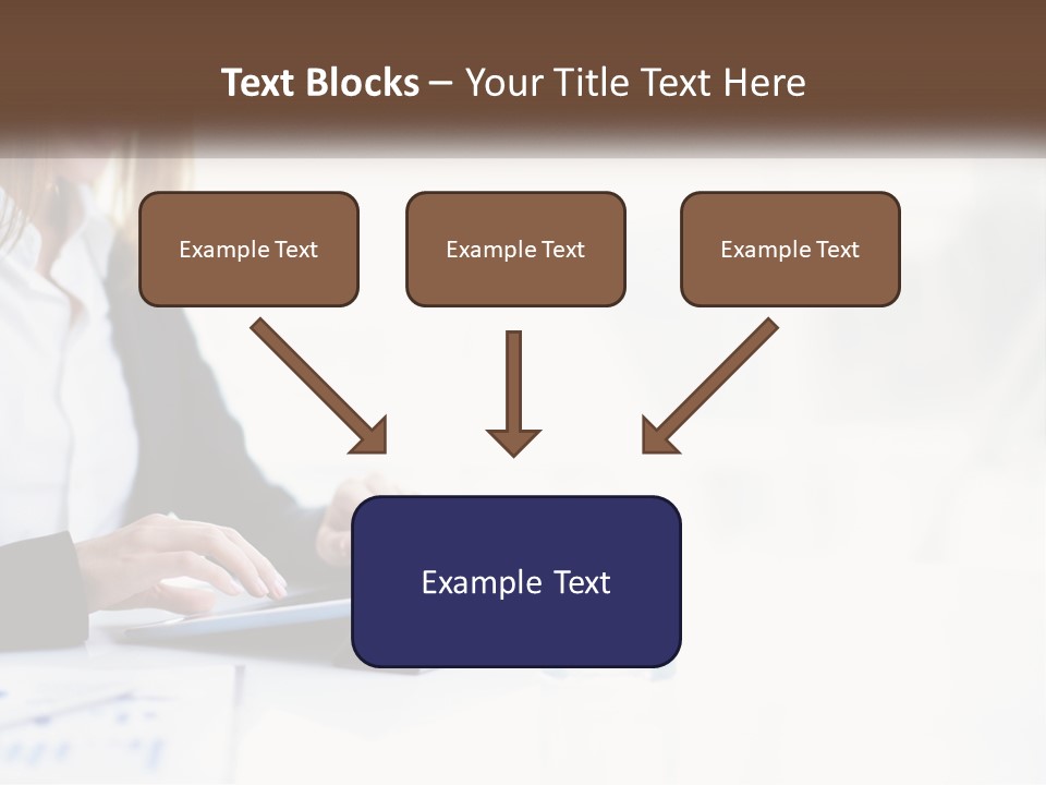 A Woman Sitting At A Table Using A Tablet Computer PowerPoint Template