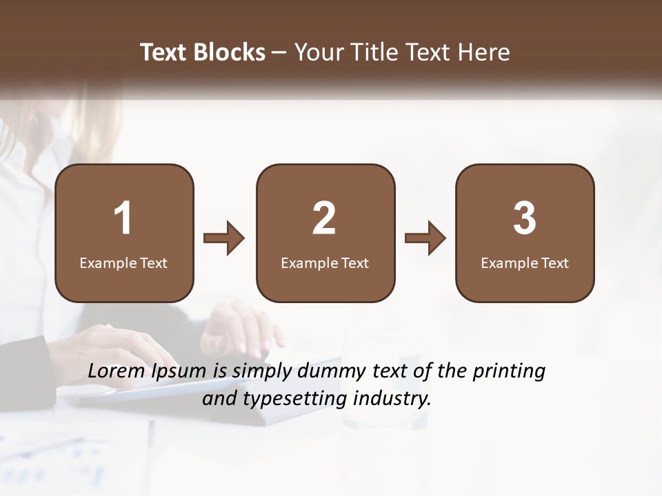 A Woman Sitting At A Table Using A Tablet Computer PowerPoint Template