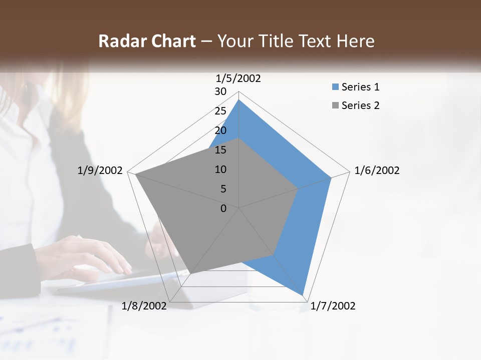 A Woman Sitting At A Table Using A Tablet Computer PowerPoint Template