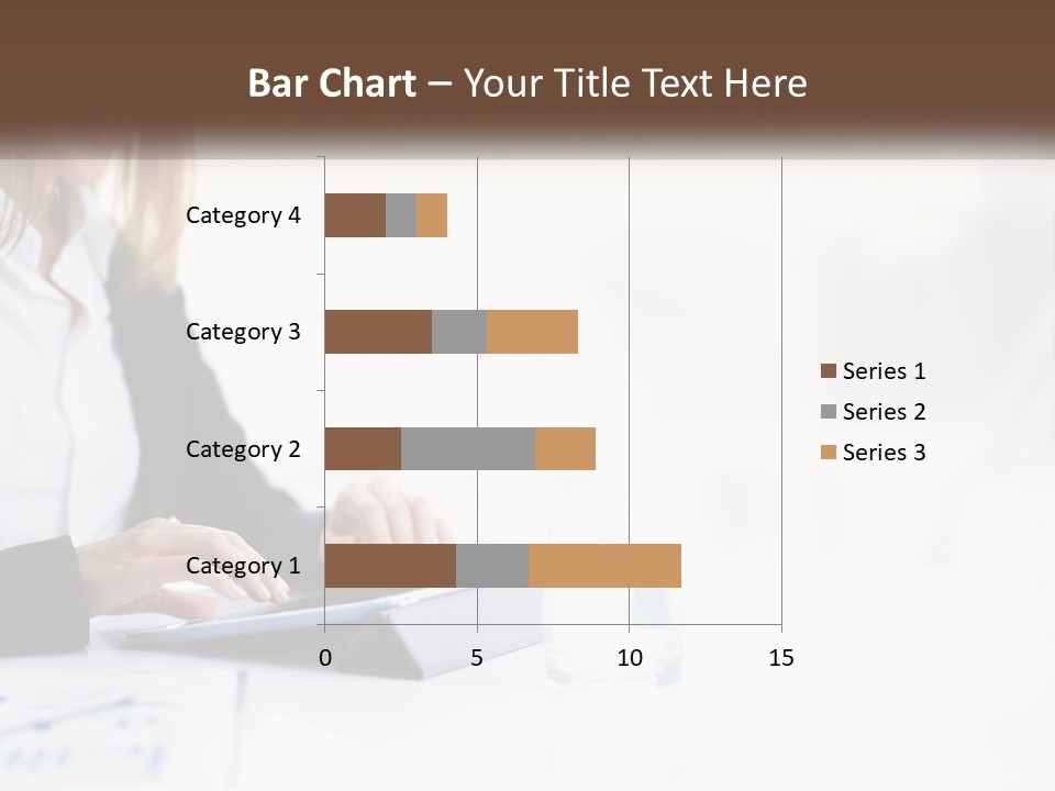 A Woman Sitting At A Table Using A Tablet Computer PowerPoint Template