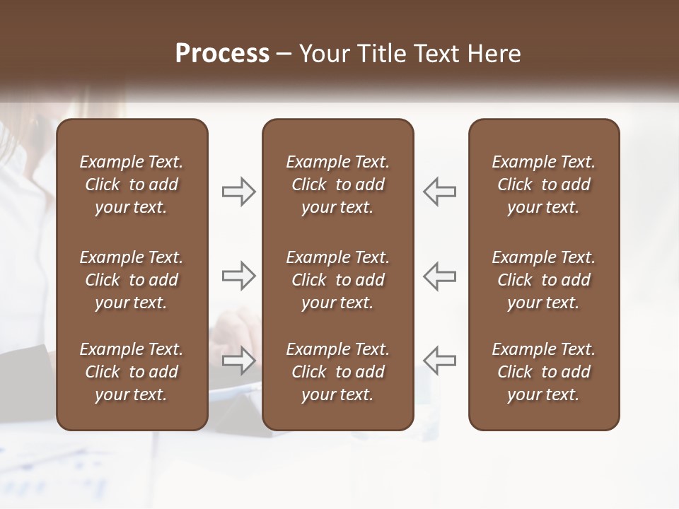 A Woman Sitting At A Table Using A Tablet Computer PowerPoint Template