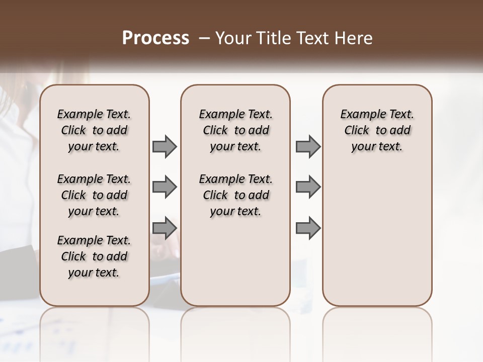 A Woman Sitting At A Table Using A Tablet Computer PowerPoint Template