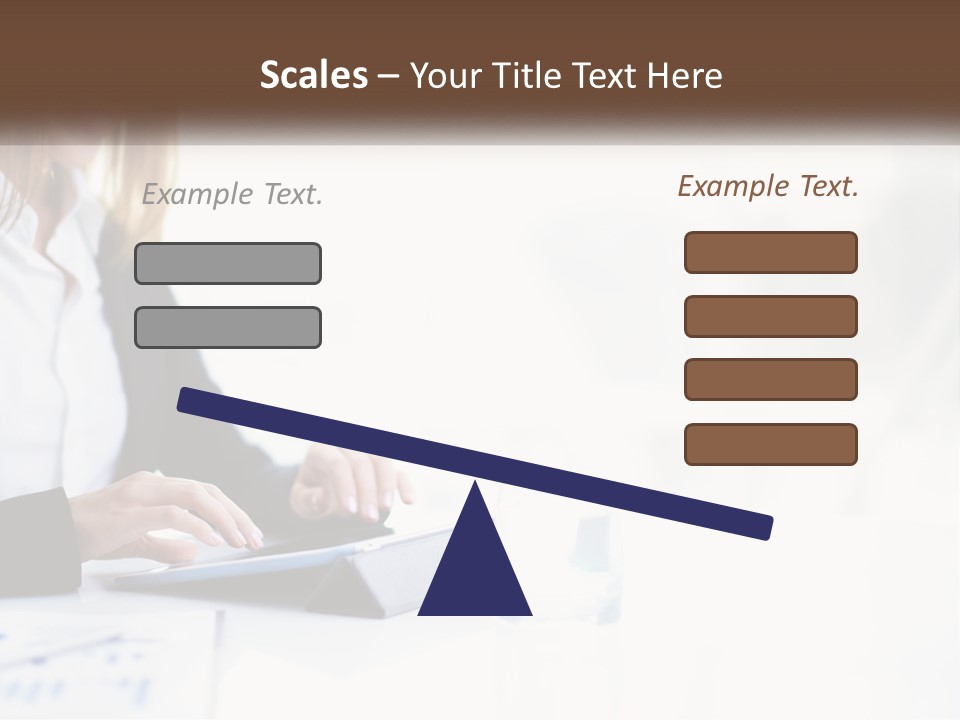 A Woman Sitting At A Table Using A Tablet Computer PowerPoint Template