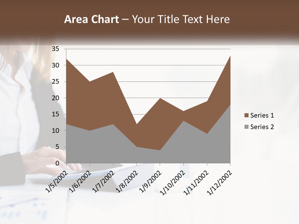 A Woman Sitting At A Table Using A Tablet Computer PowerPoint Template