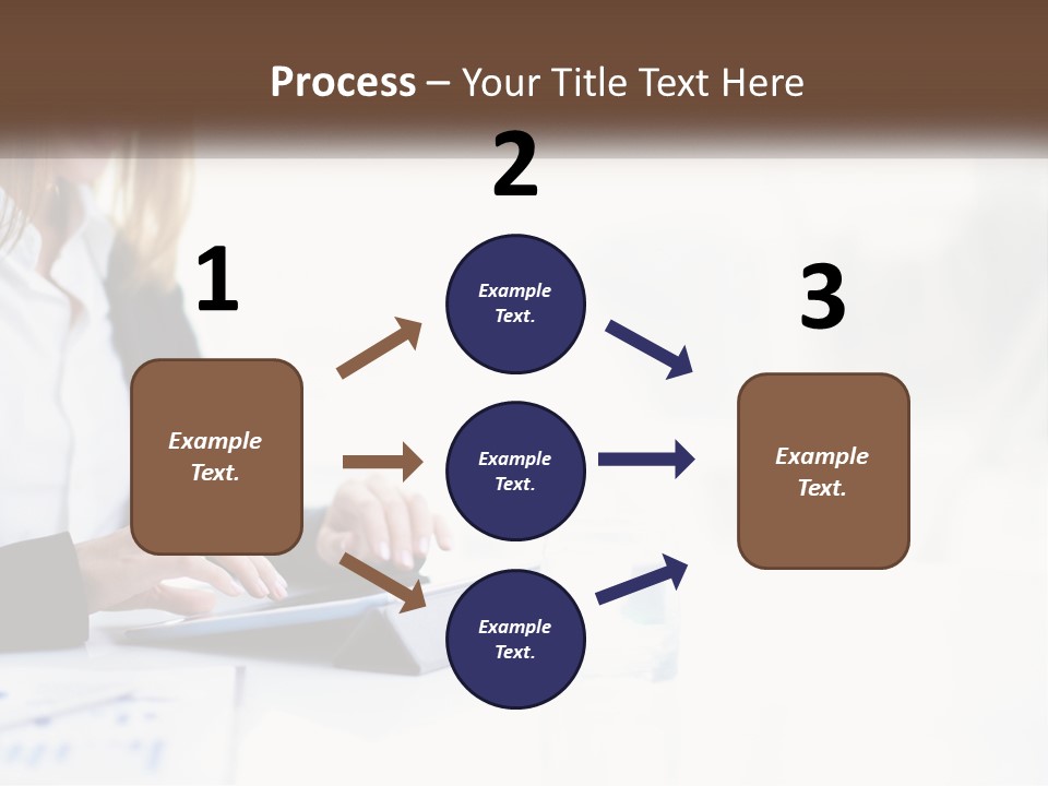 A Woman Sitting At A Table Using A Tablet Computer PowerPoint Template