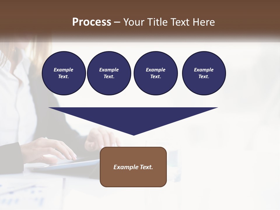 A Woman Sitting At A Table Using A Tablet Computer PowerPoint Template