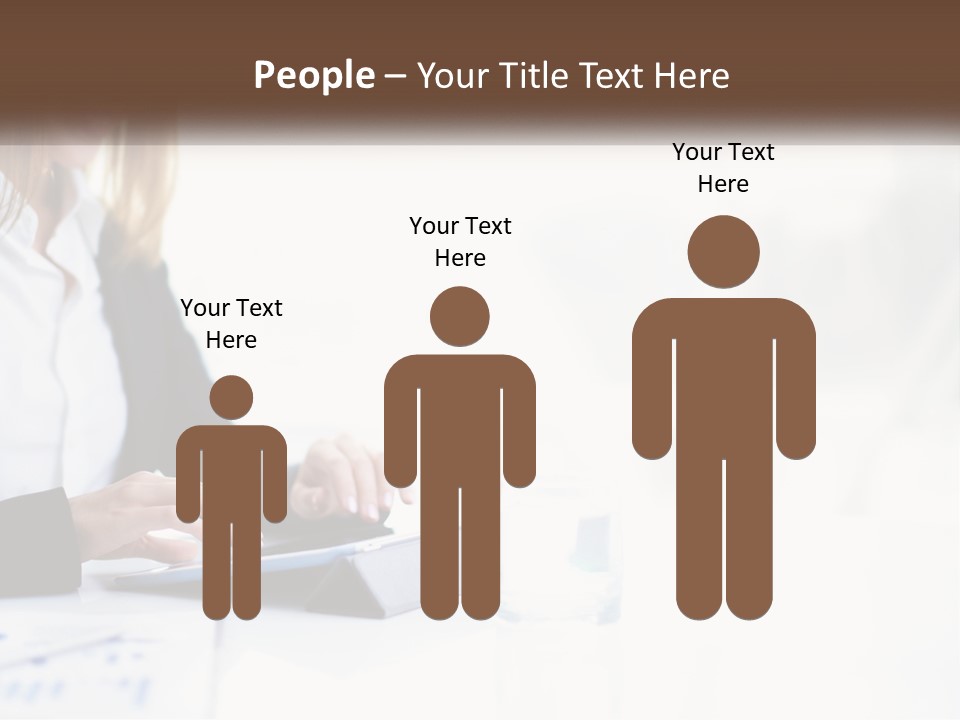 A Woman Sitting At A Table Using A Tablet Computer PowerPoint Template