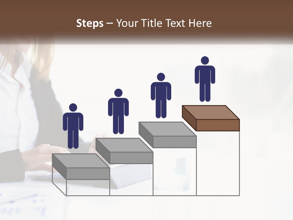 A Woman Sitting At A Table Using A Tablet Computer PowerPoint Template