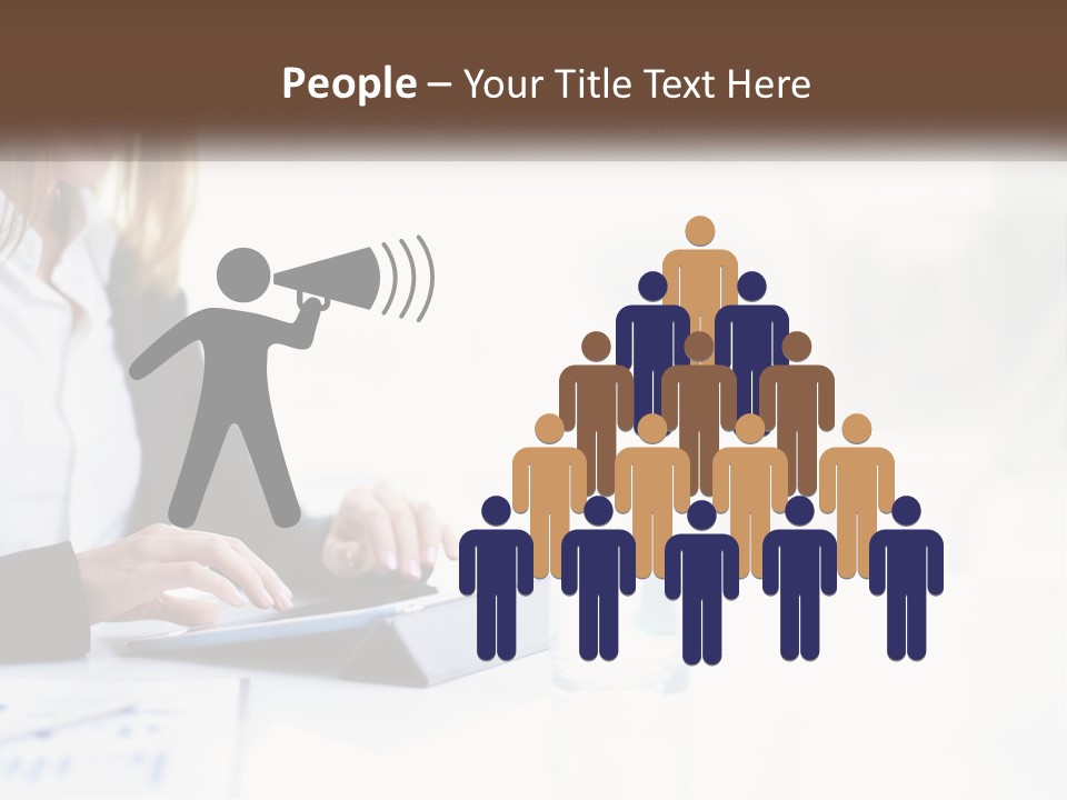 A Woman Sitting At A Table Using A Tablet Computer PowerPoint Template