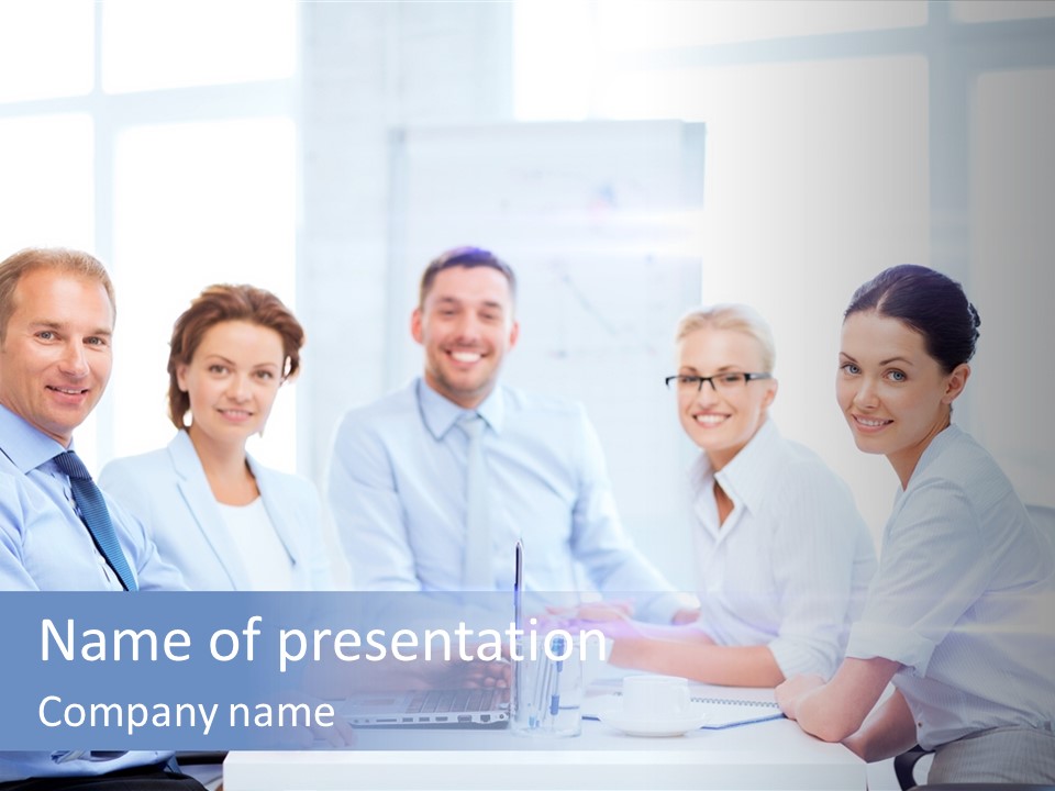 A Group Of Business People Sitting At A Table PowerPoint Template
