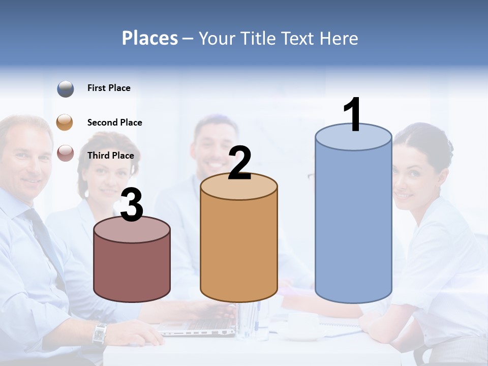 A Group Of Business People Sitting At A Table PowerPoint Template