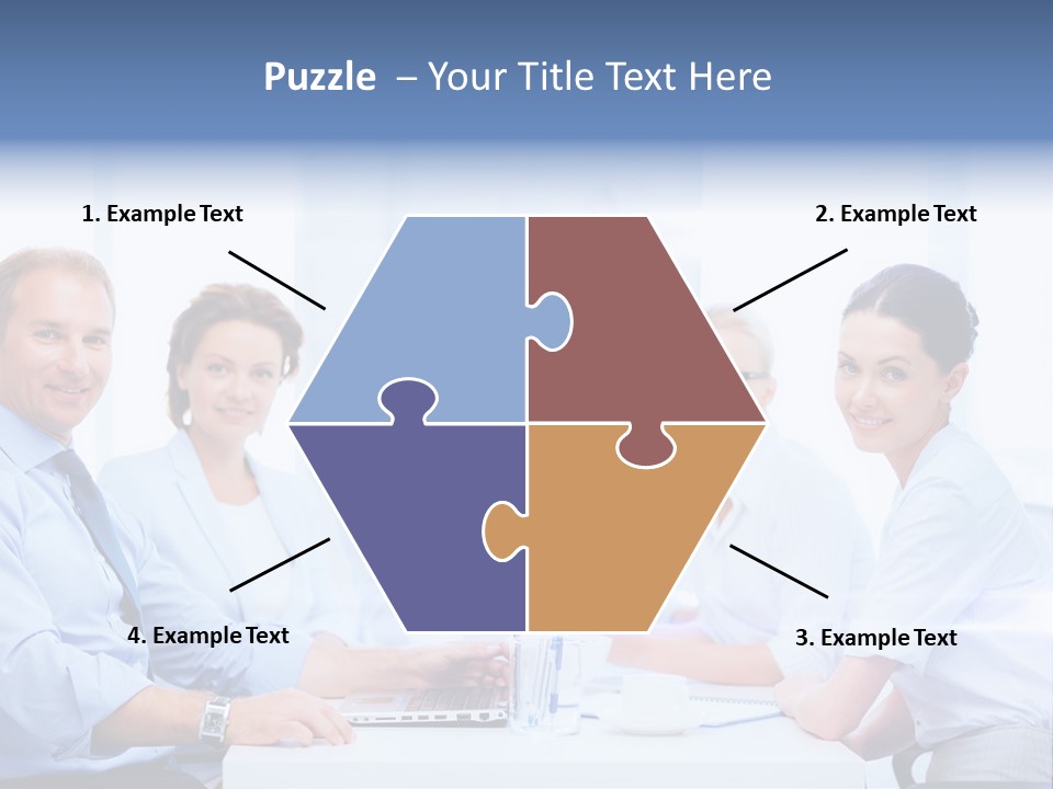 A Group Of Business People Sitting At A Table PowerPoint Template
