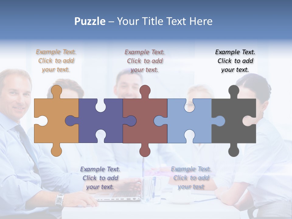 A Group Of Business People Sitting At A Table PowerPoint Template