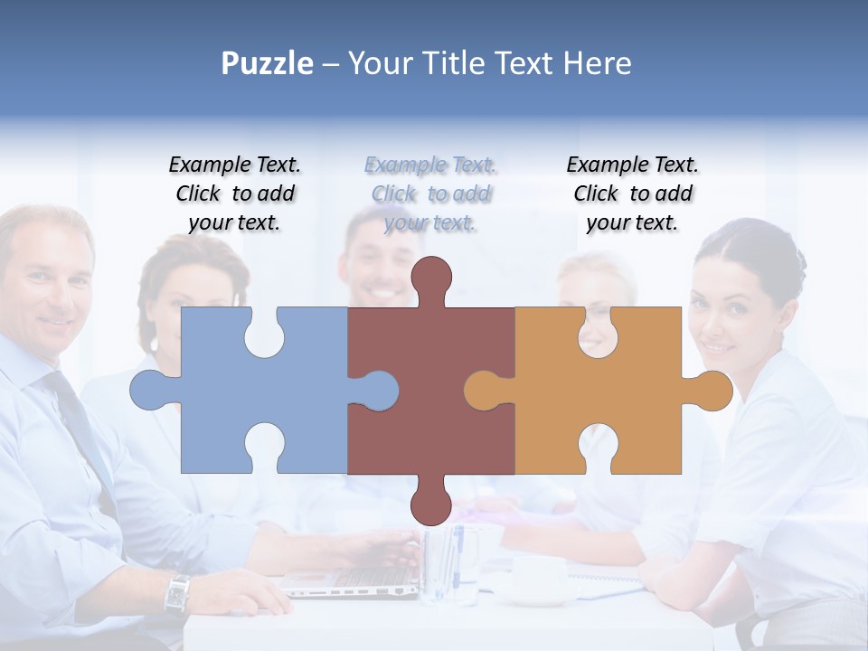 A Group Of Business People Sitting At A Table PowerPoint Template