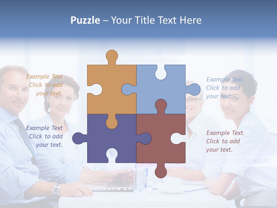 A Group Of Business People Sitting At A Table PowerPoint Template
