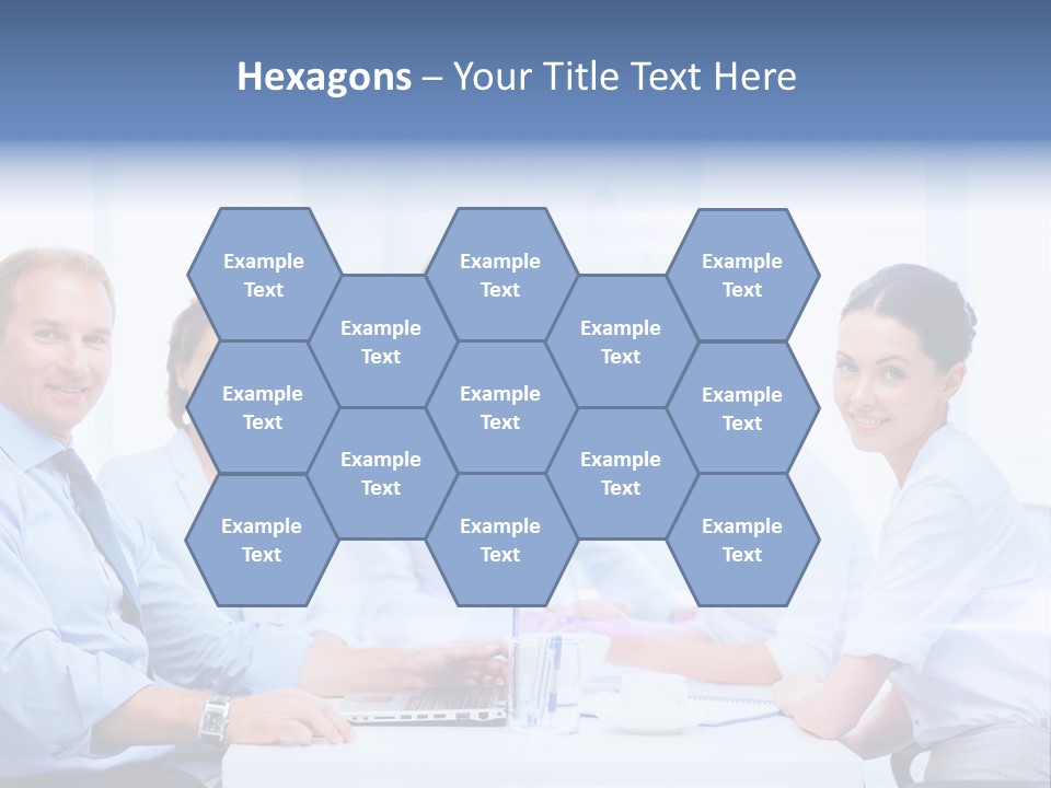 A Group Of Business People Sitting At A Table PowerPoint Template