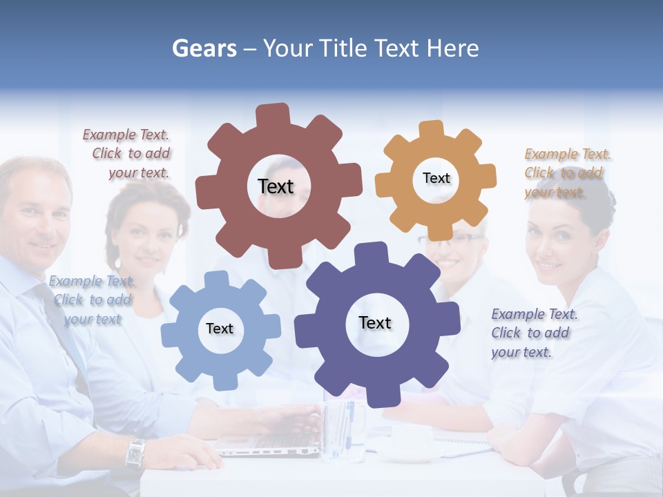 A Group Of Business People Sitting At A Table PowerPoint Template