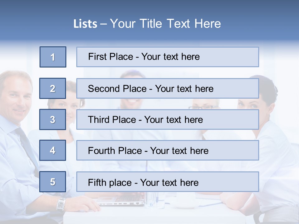 A Group Of Business People Sitting At A Table PowerPoint Template