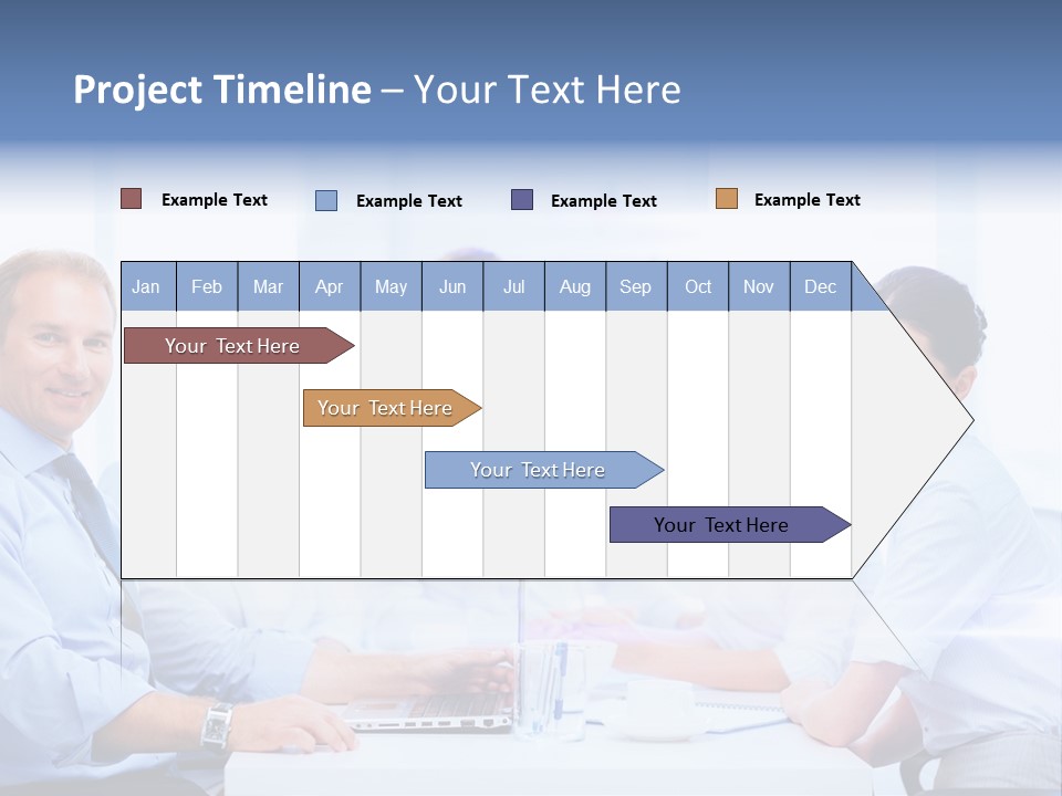 A Group Of Business People Sitting At A Table PowerPoint Template
