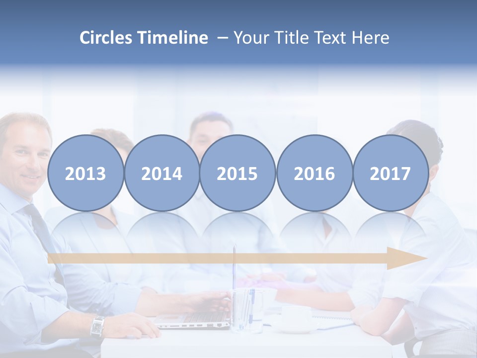 A Group Of Business People Sitting At A Table PowerPoint Template