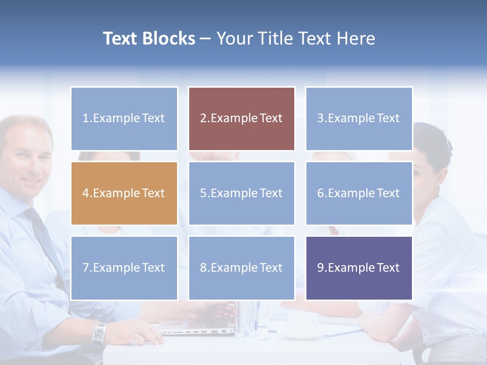 A Group Of Business People Sitting At A Table PowerPoint Template