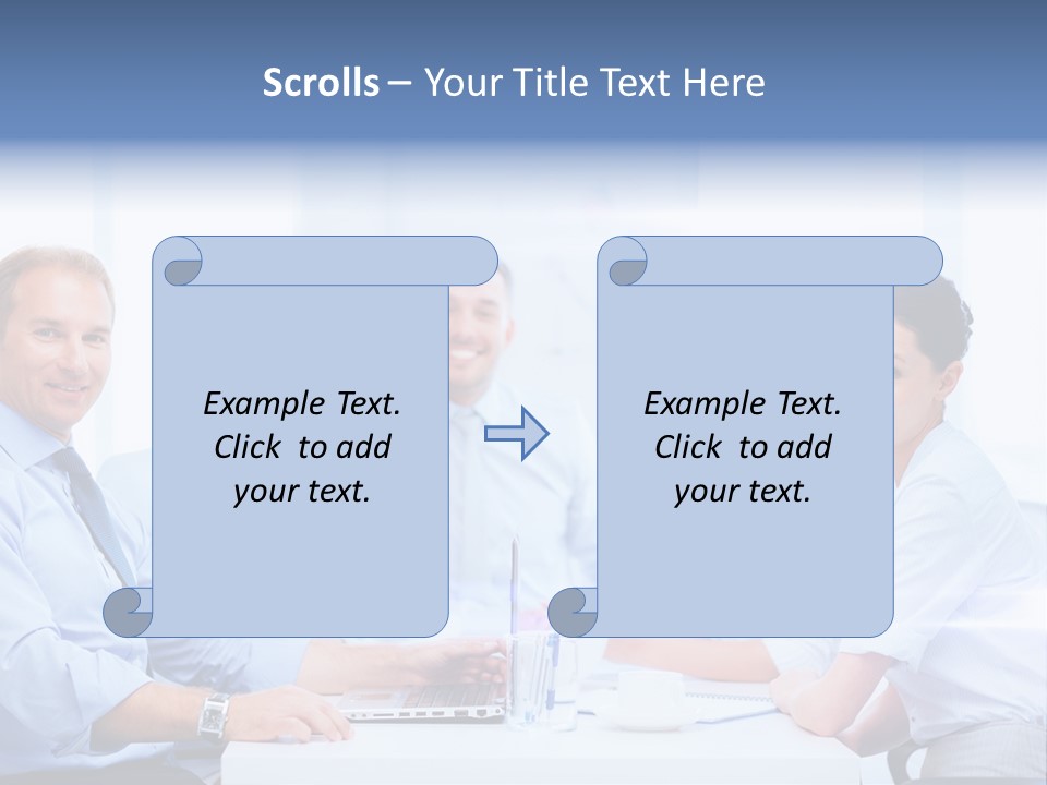 A Group Of Business People Sitting At A Table PowerPoint Template