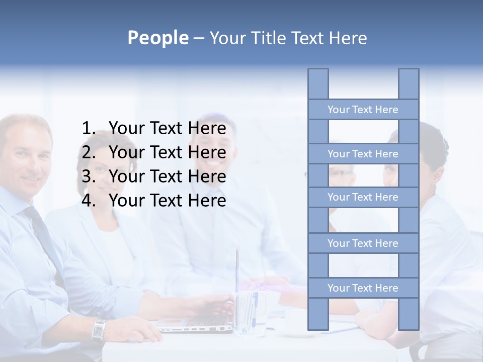 A Group Of Business People Sitting At A Table PowerPoint Template
