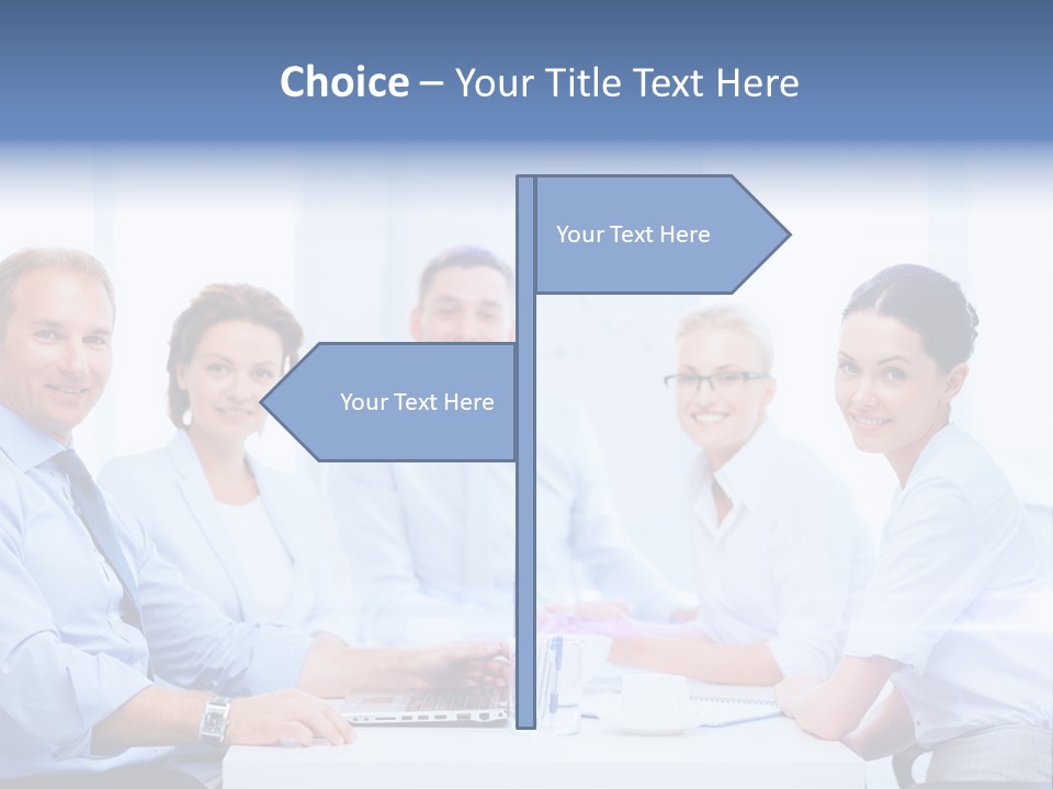 A Group Of Business People Sitting At A Table PowerPoint Template