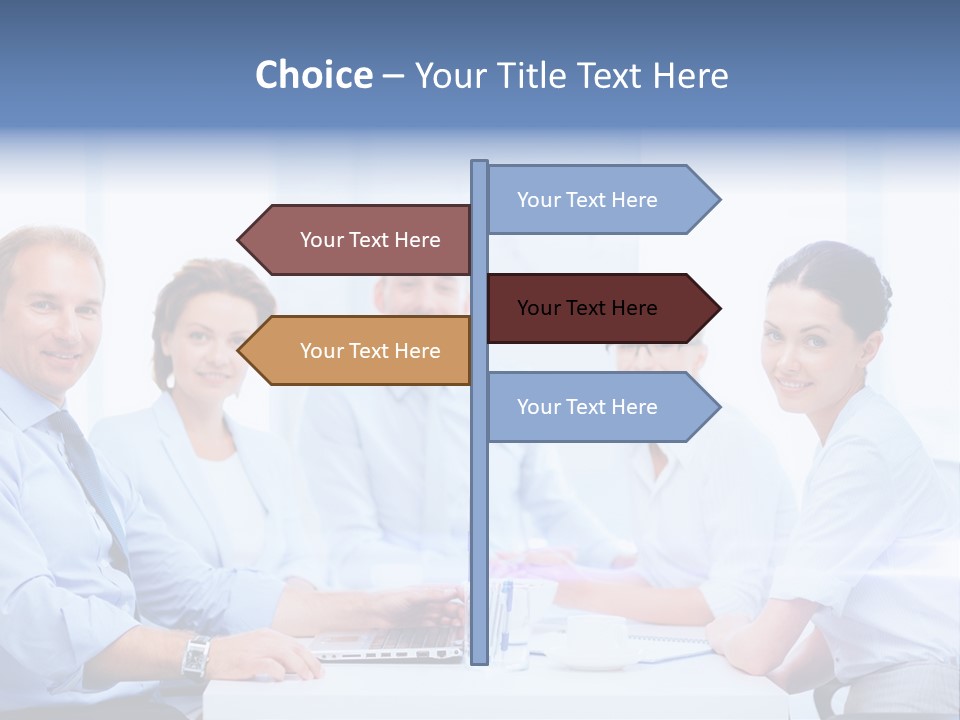 A Group Of Business People Sitting At A Table PowerPoint Template
