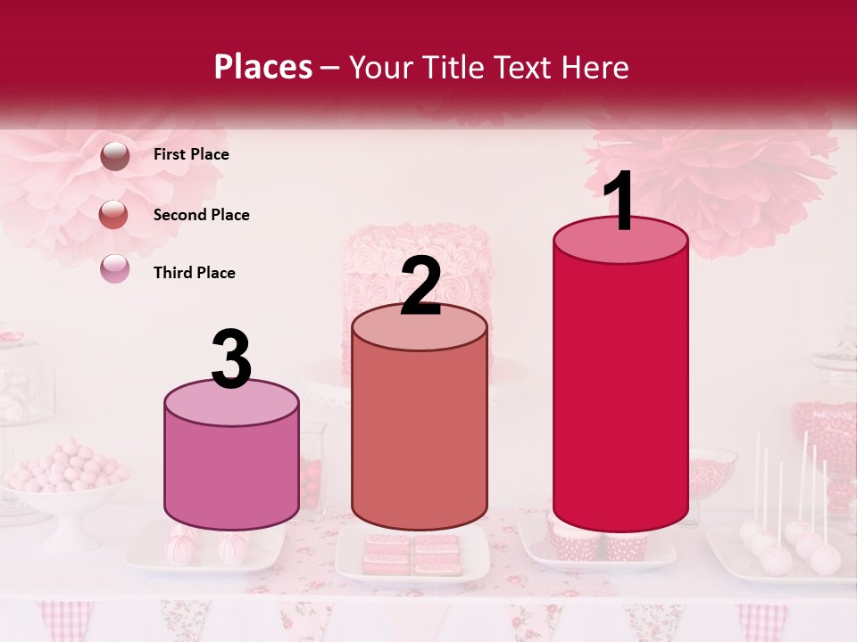 A Table Topped With A Cake Covered In Pink Flowers PowerPoint Template