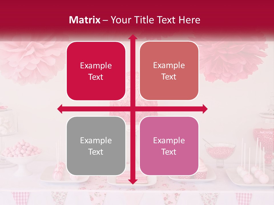 A Table Topped With A Cake Covered In Pink Flowers PowerPoint Template
