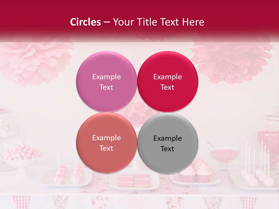A Table Topped With A Cake Covered In Pink Flowers PowerPoint Template