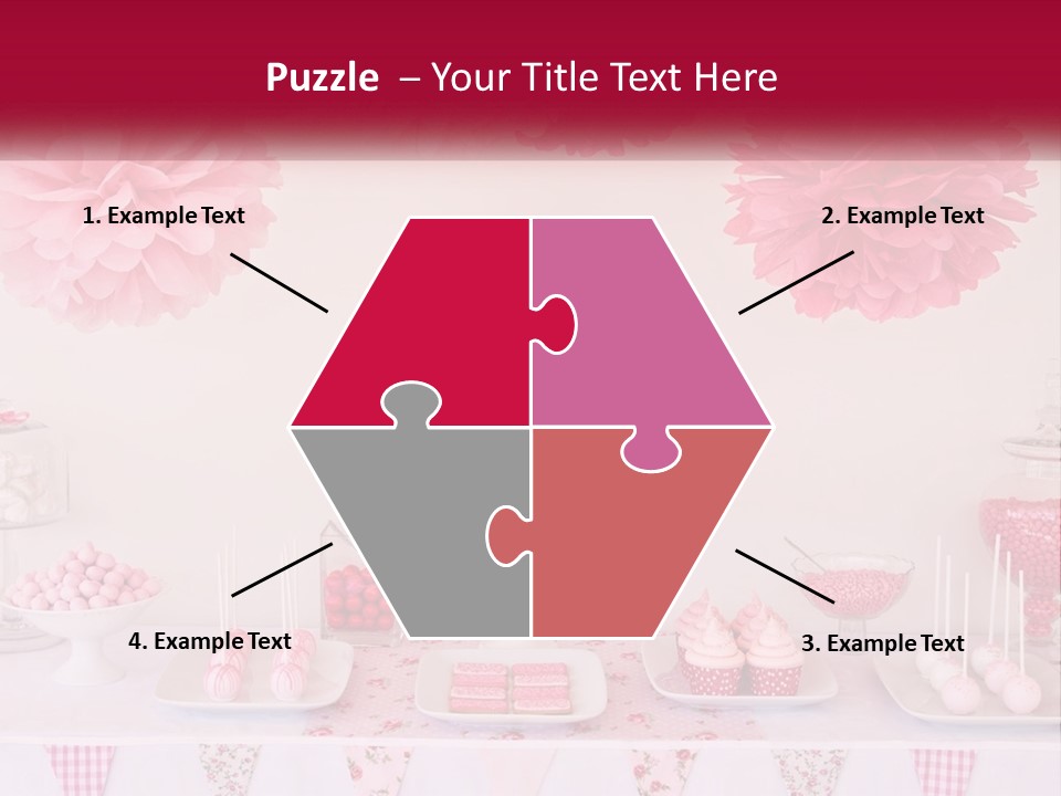 A Table Topped With A Cake Covered In Pink Flowers PowerPoint Template