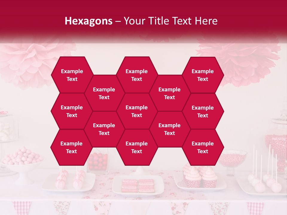 A Table Topped With A Cake Covered In Pink Flowers PowerPoint Template