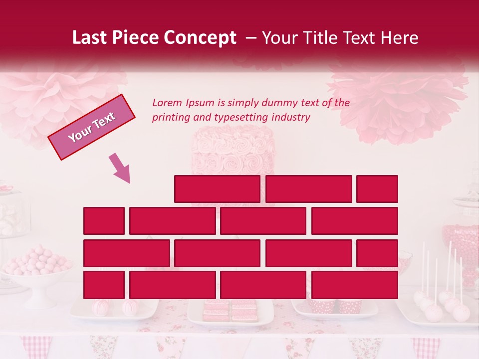 A Table Topped With A Cake Covered In Pink Flowers PowerPoint Template