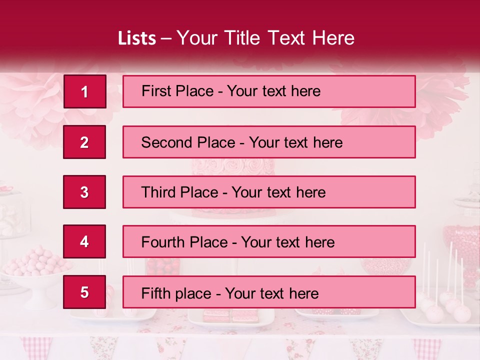 A Table Topped With A Cake Covered In Pink Flowers PowerPoint Template