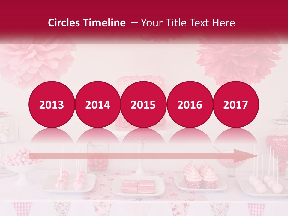 A Table Topped With A Cake Covered In Pink Flowers PowerPoint Template