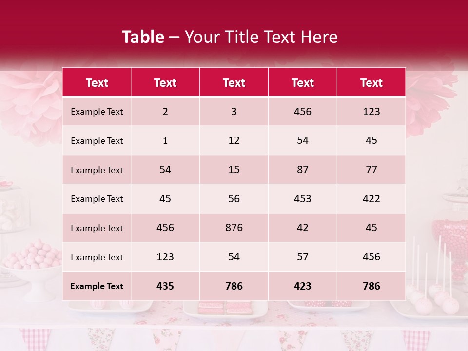 A Table Topped With A Cake Covered In Pink Flowers PowerPoint Template