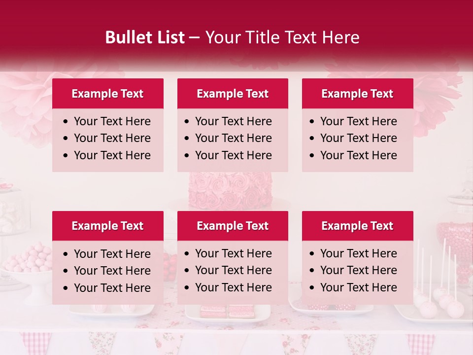 A Table Topped With A Cake Covered In Pink Flowers PowerPoint Template