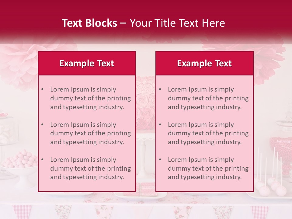 A Table Topped With A Cake Covered In Pink Flowers PowerPoint Template