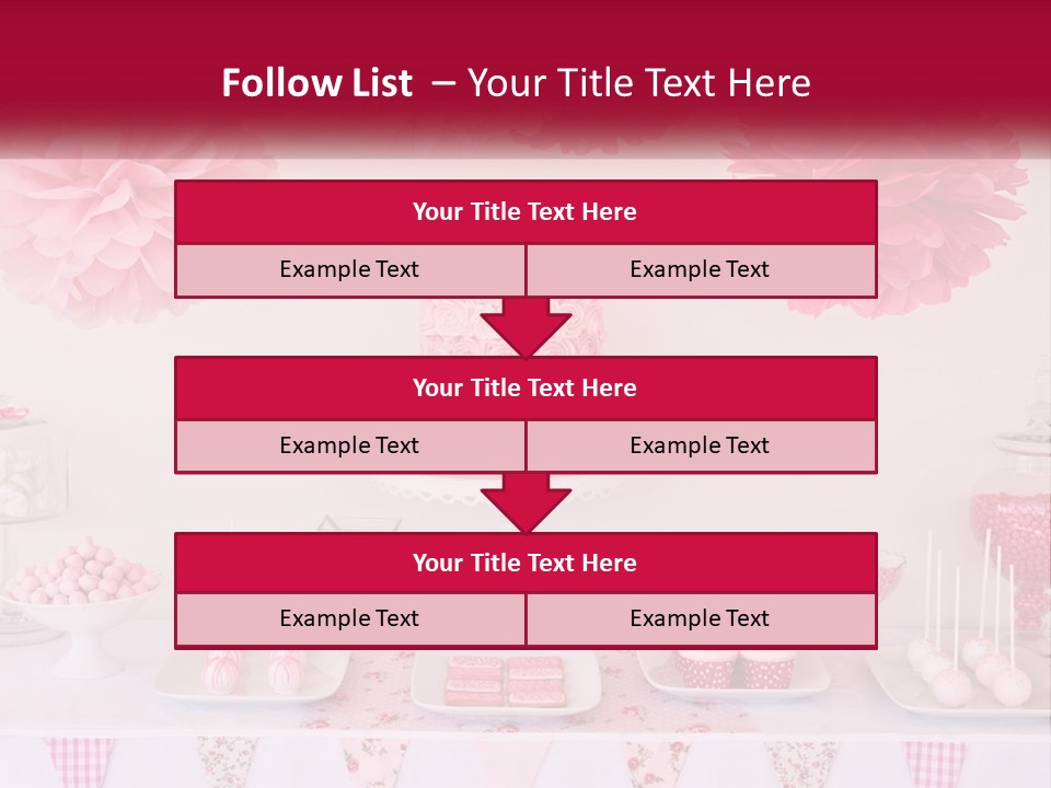 A Table Topped With A Cake Covered In Pink Flowers PowerPoint Template