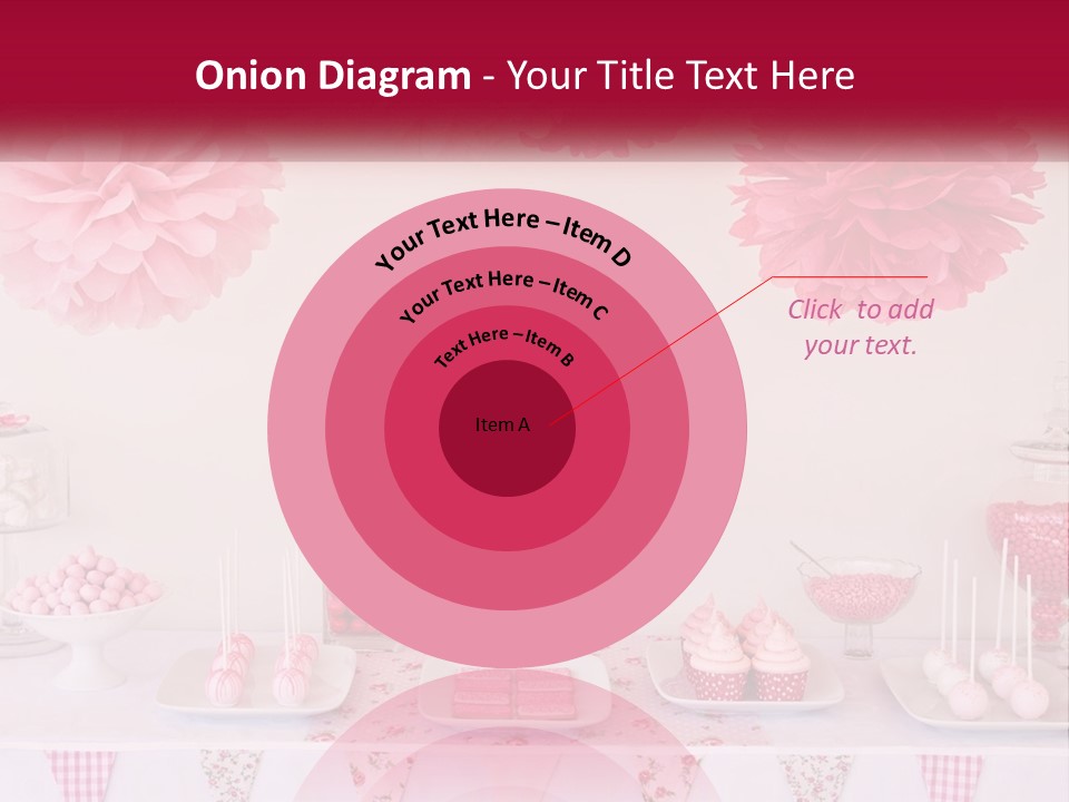 A Table Topped With A Cake Covered In Pink Flowers PowerPoint Template