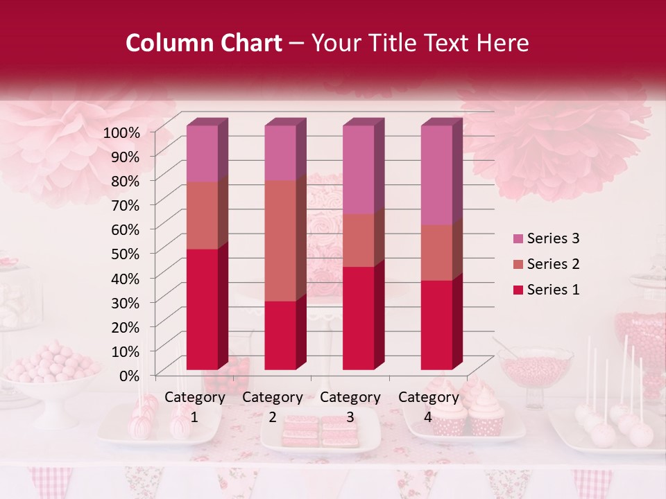 A Table Topped With A Cake Covered In Pink Flowers PowerPoint Template