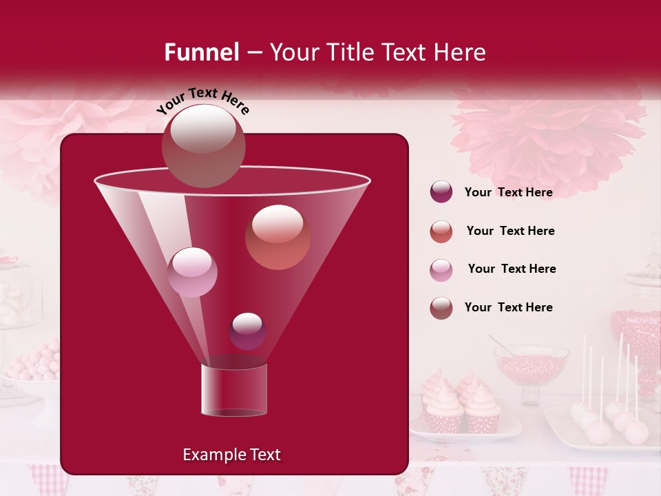 A Table Topped With A Cake Covered In Pink Flowers PowerPoint Template