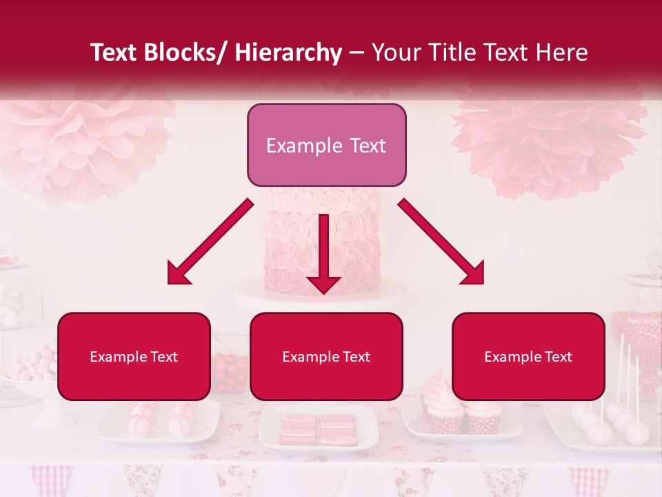 A Table Topped With A Cake Covered In Pink Flowers PowerPoint Template