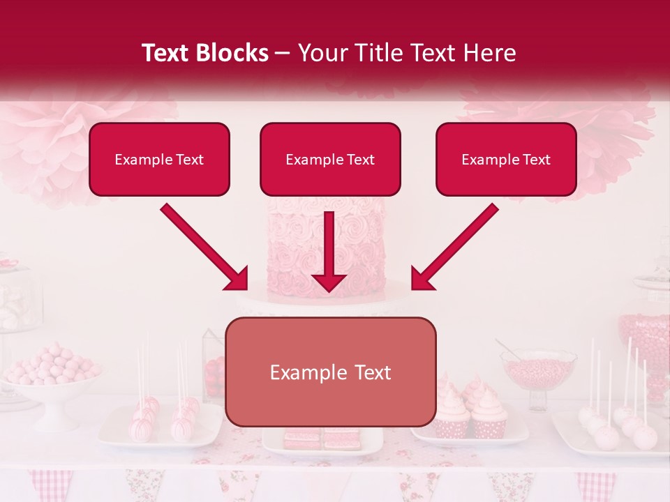 A Table Topped With A Cake Covered In Pink Flowers PowerPoint Template