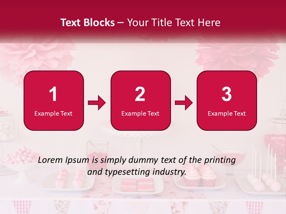 A Table Topped With A Cake Covered In Pink Flowers PowerPoint Template