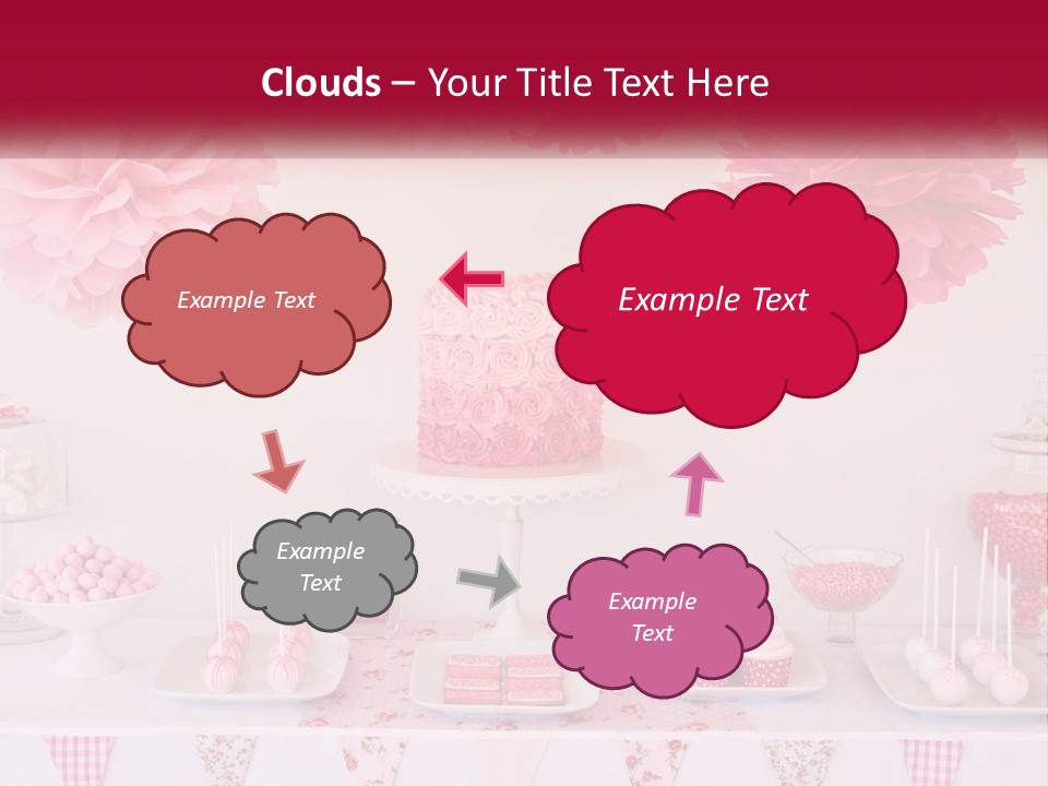A Table Topped With A Cake Covered In Pink Flowers PowerPoint Template